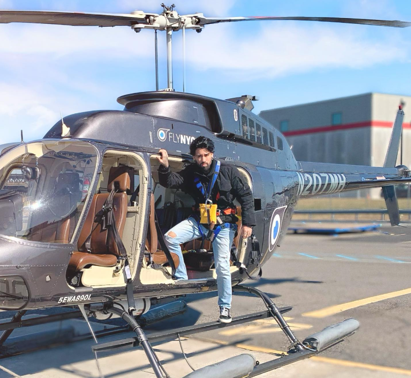 Salles over New York by helicopter